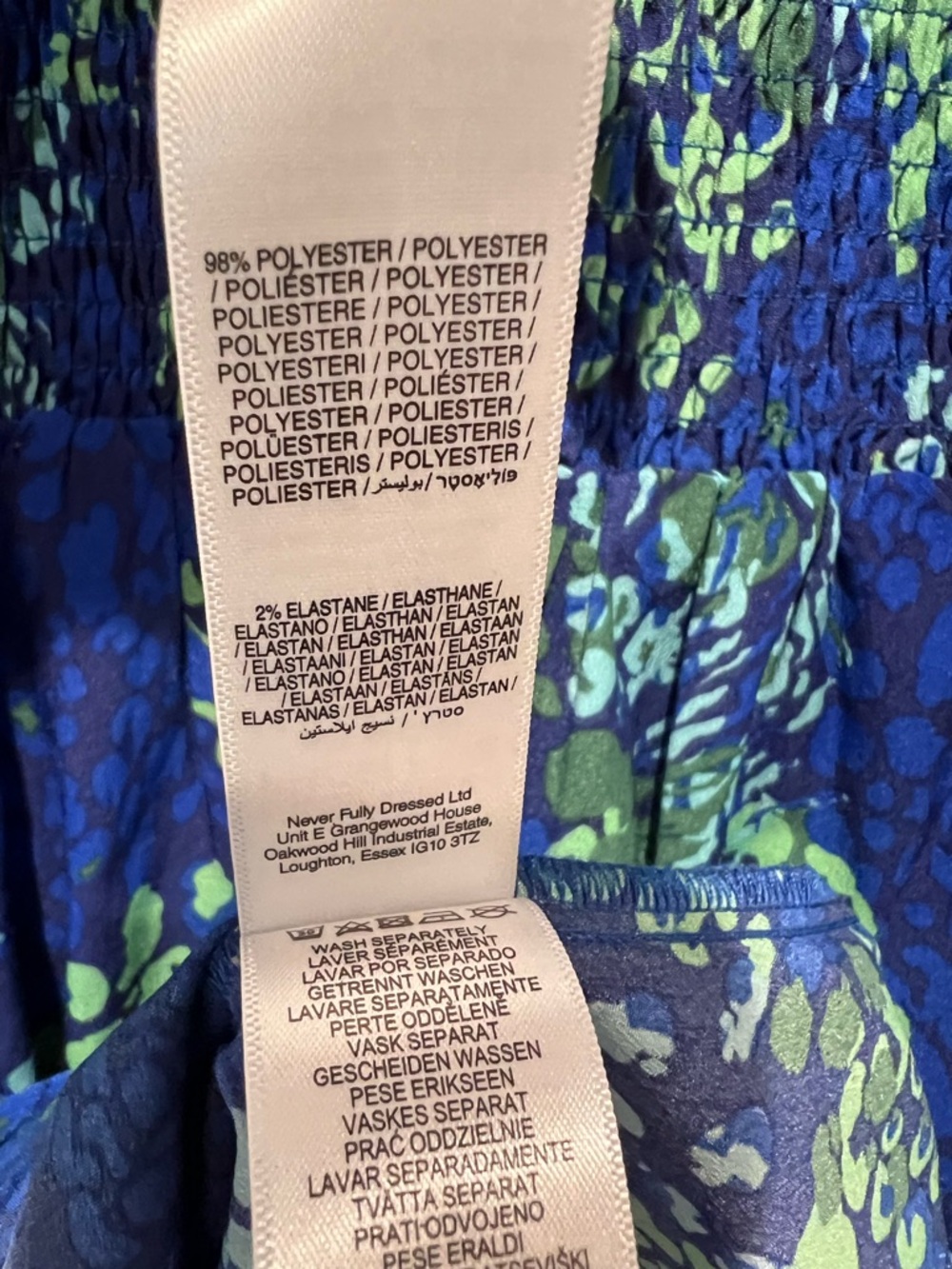Never Fully Dressed Blue & Green Smocked Long Sleeve MIDI Dress Size US 6 - Picture 7 of 8